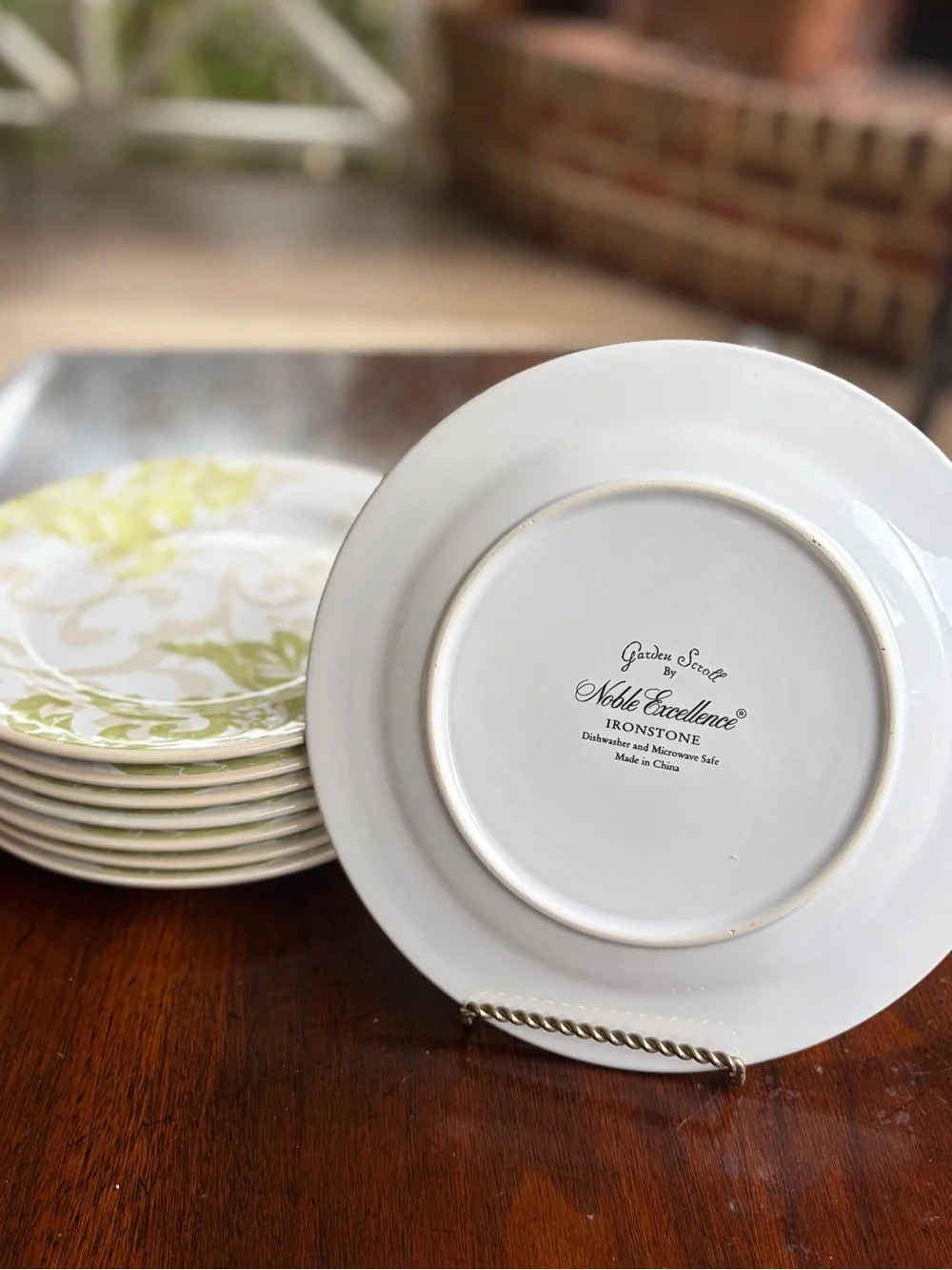 Noble Excellence Garden Scroll 8-3/4” Salad Luncheon Plates Set of 8 EUC